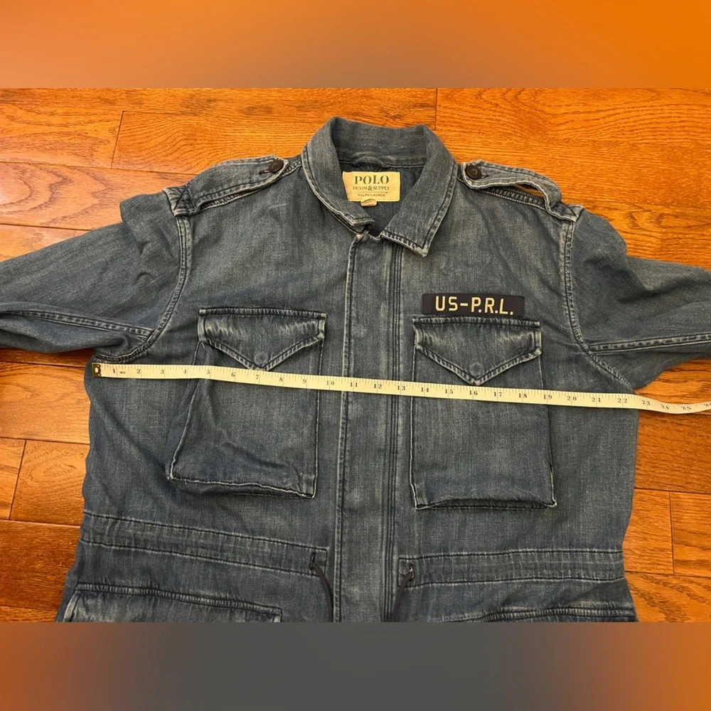 Polo Ralph Lauren - Oversized Women’s  Denim Jacket Blue Military Style Sz S - Picture 16 of 17